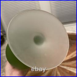 Vintage MCM Avocado Green Satin Glass Empoli Decanter Satinato