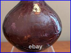 Vintage MCM BLENKO Amethyst Crackle #37 Decanter Genie Bottle withOriginal Stopper