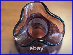 Vintage MCM BLENKO Amethyst Crackle #37 Decanter Genie Bottle withOriginal Stopper