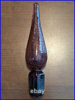 Vintage MCM BLENKO Amethyst Crackle #37 Decanter Genie Bottle withOriginal Stopper