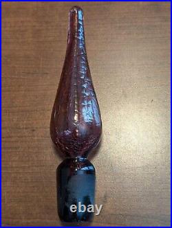 Vintage MCM BLENKO Amethyst Crackle #37 Decanter Genie Bottle withOriginal Stopper