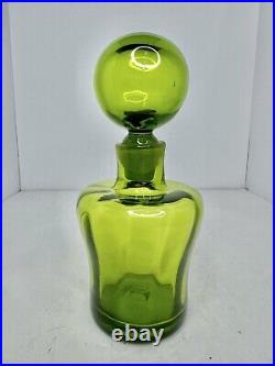 Vintage MCM BLENKO Glass #669 Green Joel Myers Decanter withStopper Stunning