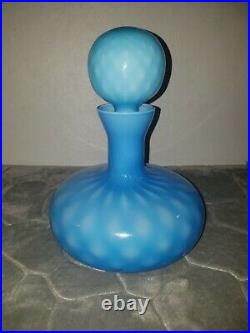 Vintage MCM Barware Empoli Genie Decanter Cased Blue Optic Glass