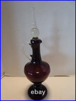 Vintage MCM Bischoff Amethyst Glass Decanter Genie-bottle with stopper 17T 1960's