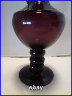 Vintage MCM Bischoff Amethyst Glass Decanter Genie-bottle with stopper 17T 1960's
