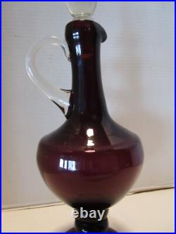 Vintage MCM Bischoff Amethyst Glass Decanter Genie-bottle with stopper 17T 1960's