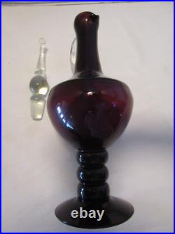 Vintage MCM Bischoff Amethyst Glass Decanter Genie-bottle with stopper 17T 1960's