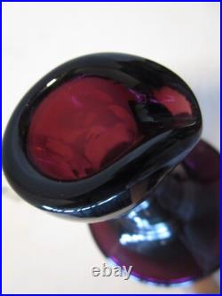 Vintage MCM Bischoff Amethyst Glass Decanter Genie-bottle with stopper 17T 1960's