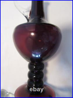 Vintage MCM Bischoff Amethyst Glass Decanter Genie-bottle with stopper 17T 1960's