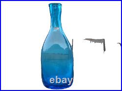 Vintage MCM Bischoff Wayne Husted Blue Glass Decanter 19 Tall Excellent Conditi