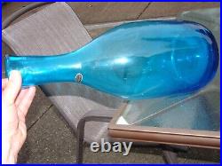 Vintage MCM Bischoff Wayne Husted Blue Glass Decanter 19 Tall Excellent Conditi