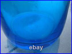 Vintage MCM Bischoff Wayne Husted Blue Glass Decanter 19 Tall Excellent Conditi