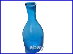 Vintage MCM Bischoff Wayne Husted Blue Glass Decanter 19 Tall Excellent Conditi