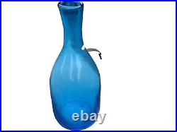 Vintage MCM Bischoff Wayne Husted Blue Glass Decanter 19 Tall Excellent Conditi