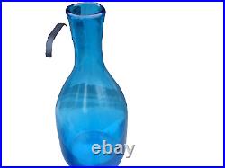 Vintage MCM Bischoff Wayne Husted Blue Glass Decanter 19 Tall Excellent Conditi