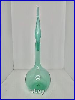 Vintage MCM Blenko 627L Decanter In Sea green 19 Withflame Stopper Incredible