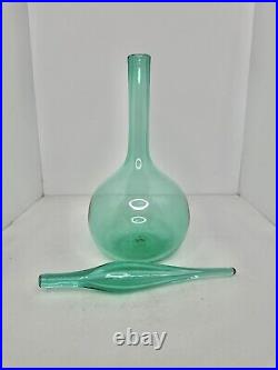 Vintage MCM Blenko 627L Decanter In Sea green 19 Withflame Stopper Incredible