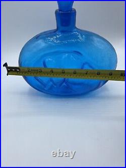 Vintage MCM Blenko #6310 Turquoise Blue Large Glass Decanter withStopper Husted