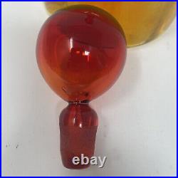 Vintage MCM Blenko #6942 Optic Tangerine Decanter Withstopper HTF 12.5 Tall Retro