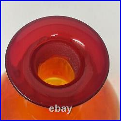 Vintage MCM Blenko #6942 Optic Tangerine Decanter Withstopper HTF 12.5 Tall Retro