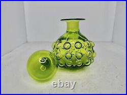 Vintage MCM Blenko 715 Bubble Decanter In Olive 7.75 Withstopper Stunning