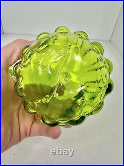 Vintage MCM Blenko 715 Bubble Decanter In Olive 7.75 Withstopper Stunning