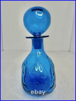 Vintage MCM Blenko 715 Decanter In Turquoise 8.25 Withstopper Stunning