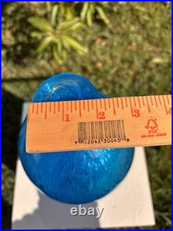 Vintage MCM Blenko Blue Crackle Glass 12 Decanter Bottle Vase Mid Century