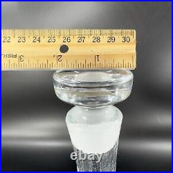 Vintage MCM Blenko Clear Crackle Glass Bottle Decanter Stopper Manganese 365nm