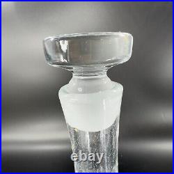 Vintage MCM Blenko Clear Crackle Glass Bottle Decanter Stopper Manganese 365nm