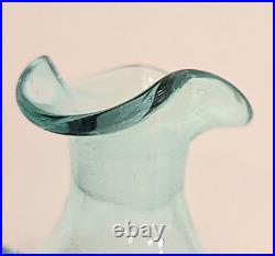 Vintage MCM Blenko Glass 49 Pinched Decanter In Sea Green Withstopper