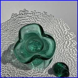 Vintage MCM Blenko Glass 49 Pinched Decanter In Sea Green Withstopper VGC