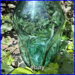 Vintage MCM Blenko Glass 49 Pinched Decanter In Sea Green Withstopper VGC