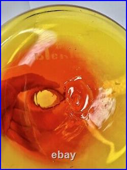 Vintage MCM Blenko Glass 5816s Decanter In Tangerine Withstopper Sandblasted