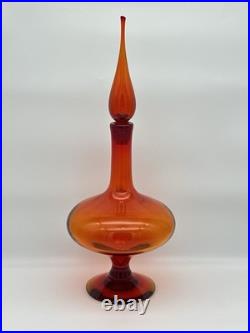 Vintage MCM Blenko Glass 6212 Decanter Tangerine