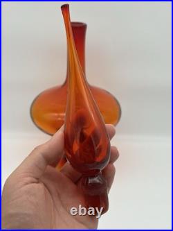 Vintage MCM Blenko Glass 6212 Decanter Tangerine