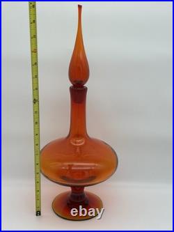 Vintage MCM Blenko Glass 6212 Decanter Tangerine