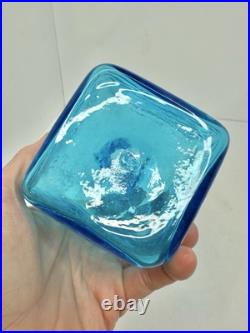 Vintage MCM Blenko Glass 6224s Strata Decanter In Turquoise Withstopper
