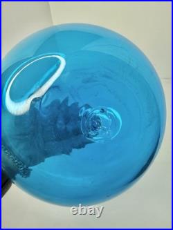 Vintage MCM Blenko Glass 627L Decanter In Turquoise 18 Withflame Stopper