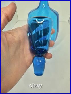 Vintage MCM Blenko Glass 6416 Decanter In Turquoise 14.25 Withstopper