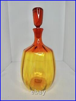 Vintage MCM Blenko Glass 6416 Tangerine Decanter Withstopper Stunning