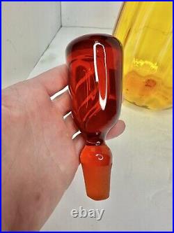Vintage MCM Blenko Glass 6416 Tangerine Decanter Withstopper Stunning
