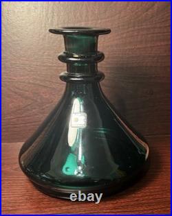 Vintage MCM Blenko Glass Decanter In Emerald Green No Stopper