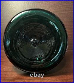Vintage MCM Blenko Glass Decanter In Emerald Green No Stopper