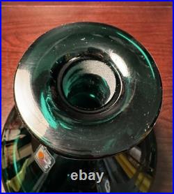 Vintage MCM Blenko Glass Decanter In Emerald Green No Stopper