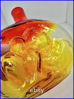 Vintage MCM Blenko glass 6310 Tangerine decanter Madonna & child Wayne Husted