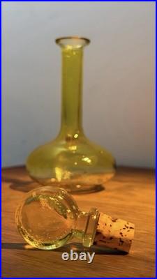 Vintage MCM Blenko glass Company Amber Glass Decanter with Round Stopper