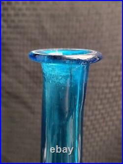 Vintage MCM Blue Empoli Glass Bottle Decanter Genie