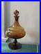 Vintage-MCM-Dark-Amber-Glass-Genie-Bottle-Burnt-Honey-Empoli-Decanter-13-01-eqw