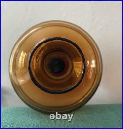 Vintage MCM Dark Amber Glass Genie Bottle Burnt Honey Empoli Decanter 13